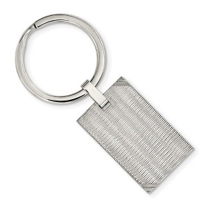 Black Bow Jewelry Stainless Steel Polished and Textured Rectangle Key Chain - 1 of 3