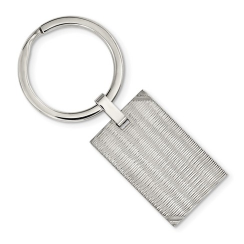 Black Bow Jewelry Stainless Steel Polished and Textured Rectangle Key Chain - image 1 of 3