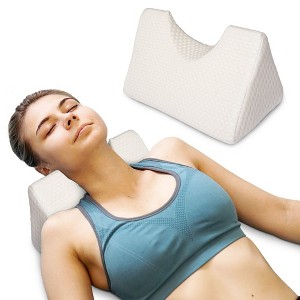 Cheer Collection Memory Foam Cervical Neck Pillow with Washable Cover - White (13" x 6" x 6") - 1 of 4