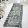 Machine Washable Faux Wool Vintage Floral Printed Area Rug Ultra Thin Low Pile Non Slip Non Shedding Indoor Carpet - 3 of 4