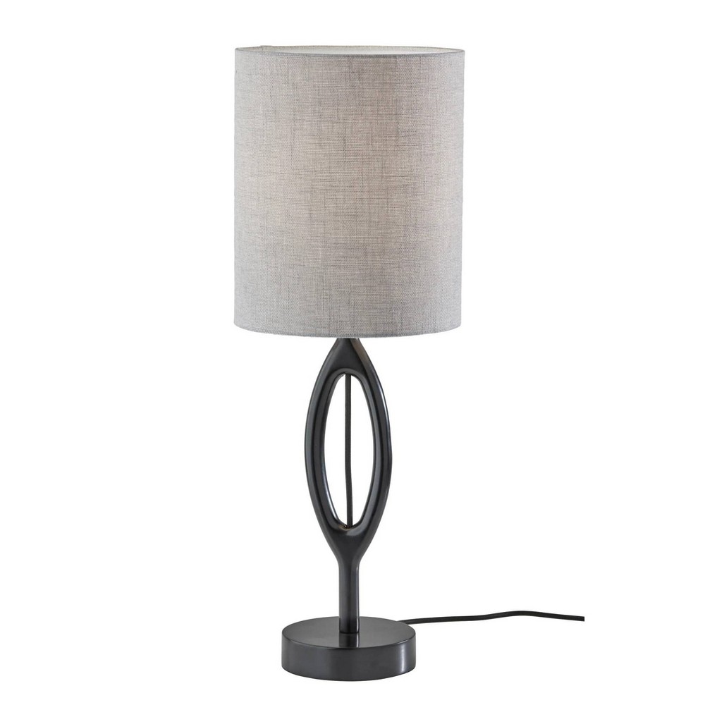 Photos - Floodlight / Street Light Adesso Mayfair Table Lamp Black: ETL Listed, Polyester Shade, Wood Body, 1.5" Base Height, 27.5" Tall 