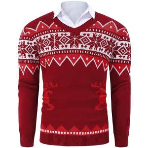Men's Christmas Sweater Pullover Knitted Long Sleeve Ugly Soft Knitted Sweaters - 1 of 4