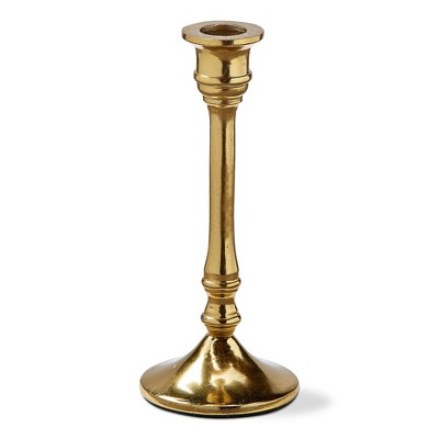 tagltd Vanessa Gold Aluminum Taper Candle Holder Candlestick Large, 3.0L x 3.0W x7.0H