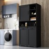 Gulches 36 in W x 18 in D x 60 in H Black Particleboard Free Standing Decorative Storage Cabinets with 2 Tilt-Out Hamper Adjustable Shelves in Black - 3 of 4