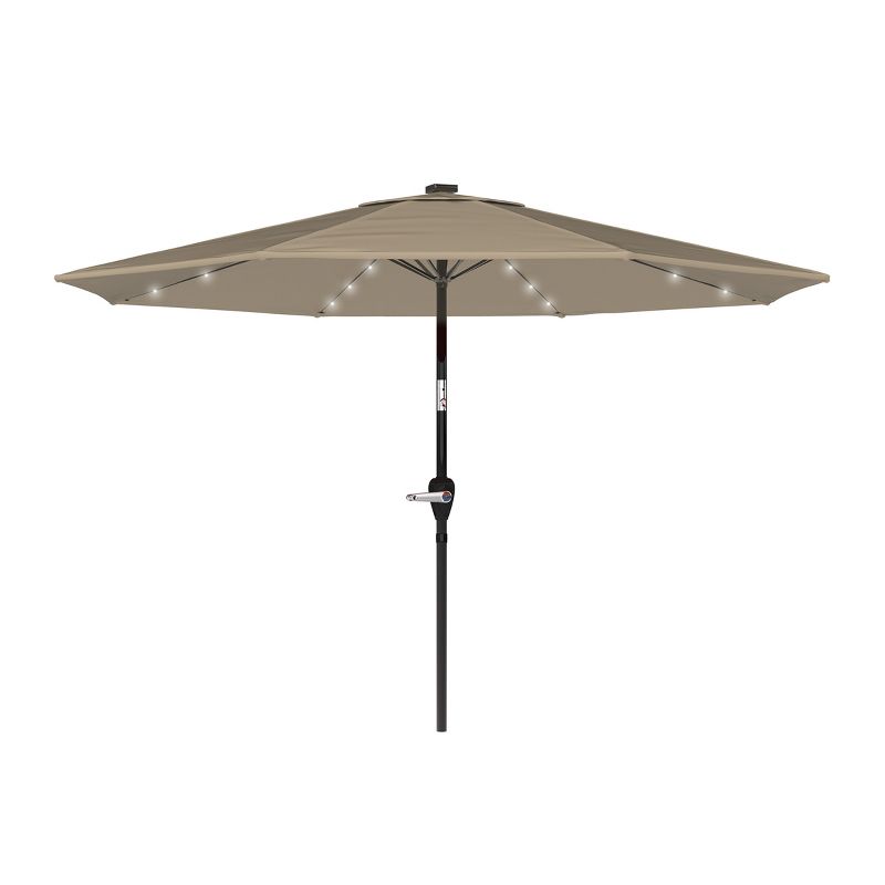 Nature Spring Tilting Patio Umbrella with Solar LED Lights - 10', Sand, 2 of 7