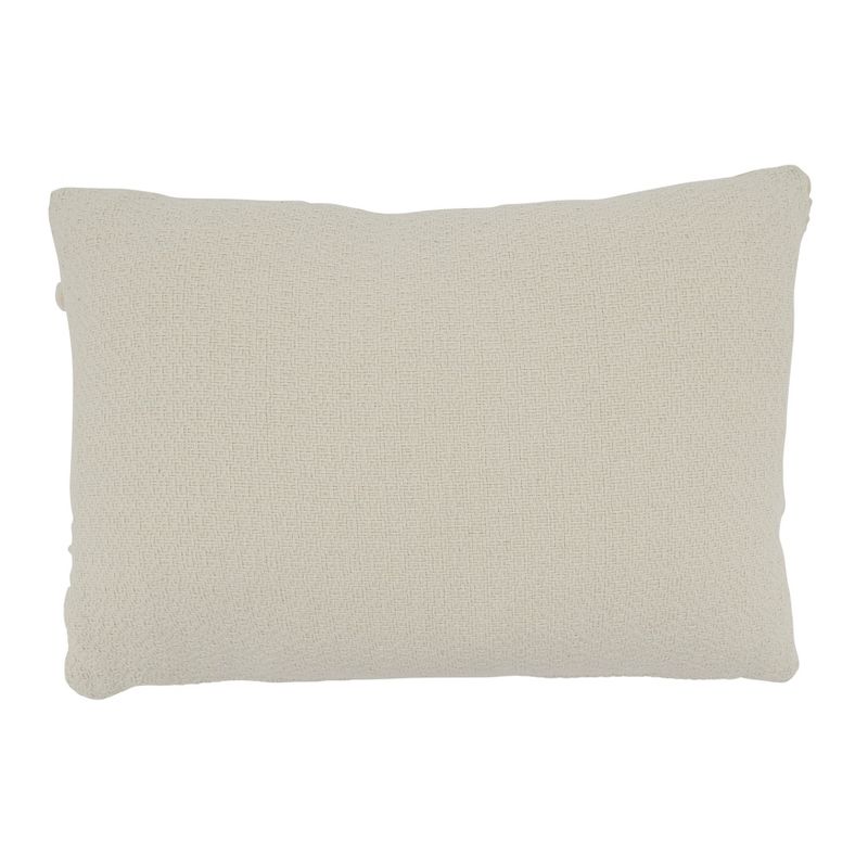 Saro Lifestyle Fringe Lace and Pom Pom Applique Pillow - Down Filled, 12"x18" Oblong, Ivory, 3 of 4