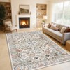 Machine Washable Vintage Floral Printed Area Rug Low Pile Stain Resistant Non Slip Non Shedding Pet Friendly Floor Mat - 3 of 4