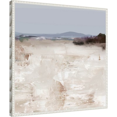 Serene Shoreline Abstract Landscape Canvas with Beaded Frame