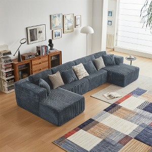 GDFStudio Zanna 143.31'' 4-Seater Modern Reversible Flannel Upholstered U-Shaped Sectional Sofa with Pillows - 1 of 4