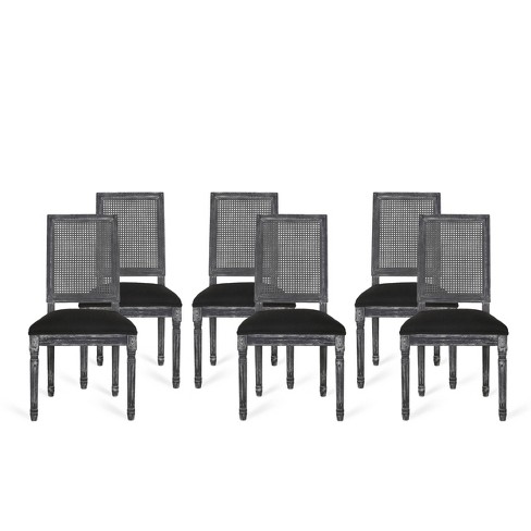 Set Of 4 Maria French Country Wood And Cane Upholstered Dining Chairs -  Christopher Knight Home : Target