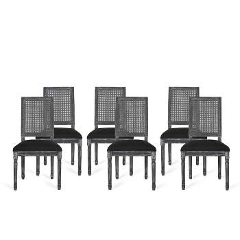 Set of 6 Regina French Country Wood and Cane Upholstered Dining Chairs - Christopher Knight Home