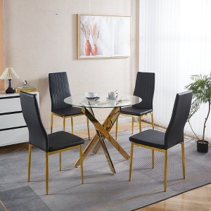 5-Piece Dining Set with Glass Table and Four Chairs - 1 of 4