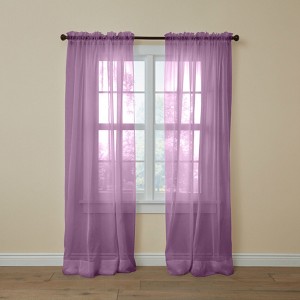 BrylaneHome BH Studio Sheer Voile Rod-Pocket Panel Pair - 1 of 4