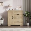 Wood Armoire Wardrobe Closet with 4 Drawers and Door, 43.3" H Bedroom Wardrobe Cabinet with Hanging Rod, Clothing Storage Cabinets, Natural Oak - 3 of 4