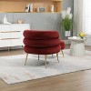 CAVINAS Velvet Barrel Accent Chair with Ottoman, Upholstered Lounge Armchair and Footrest Set with Padded Armrests - 3 of 4