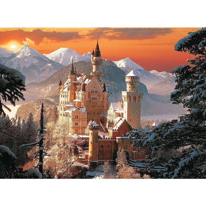 Trefl Wintry Neuschwanstein Castle Germany Jigsaw Puzzle - 3000pc: Brain Exercise, Travel Theme, Flax Fiber Cardboard, 3 of 4