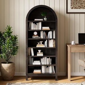 71" Arched Bookshelf,7-Tier Farmhouse Bookcase & Shoe Cabinet, Shoe Rack with Adjustable Shelves,Open Storage for Living Room, Home Office - 1 of 4