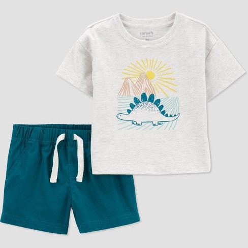 Carter's Just One You® Baby Boys' Colorblock Top & Bottom Set - Gray/green  : Target
