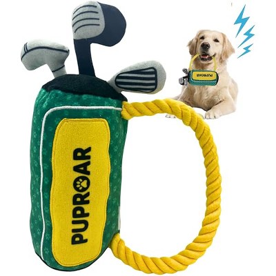 Golf Dog Toy ¨C Birthday Dog Toy, Funny Plush Squeaky Puppy Gift with Rope & Crinkle, Golf Bag Gift