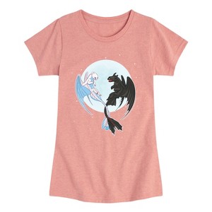 Girls' - How to Train Your Dragon - Night And Light Moon Fitted Short Sleeve Graphic T-Shirt - 1 of 4