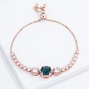 Slickblue Rose Gold Plated Bolo Style Bracelet, 5.95ct CZ, Blue Green Center, Adjustable, Women’s Jewelry - 2 of 3