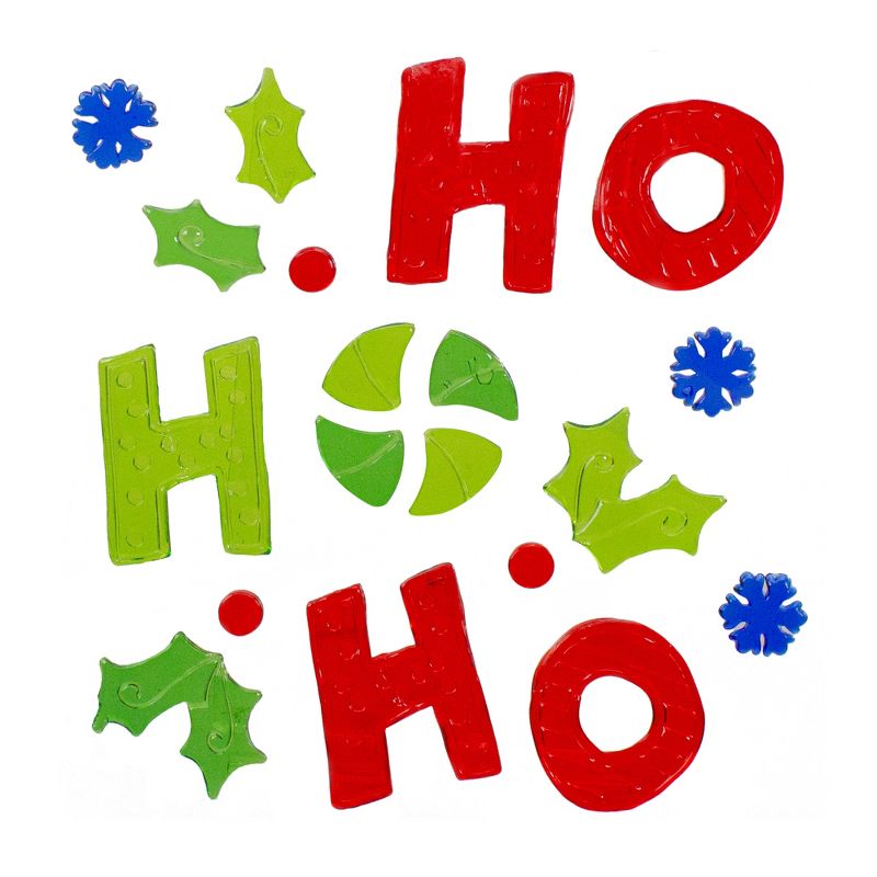 Northlight 19-Piece Red and Green "Ho Ho Ho"  Gel Christmas Window Clings, 1 of 3