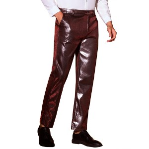 INSPIRE CHIC Men's Straight Leg Sparkly Disco Party Shiny Metallic Pants - 1 of 4
