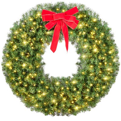 Yaheetech 48in Artificial Christmas Wreath Holiday Accent Decoration for Door, Green
