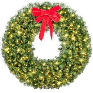 Yaheetech 48in Artificial Christmas Wreath Holiday Accent Decoration for Door, Green - 1 of 4