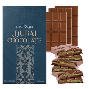 Eastanbul Dubai Chocolate Bar Pistachio, Viral Candy, 3 Pieces x Each 2.5oz - 1 of 4