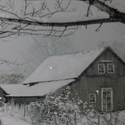 Monochrome Fiber Optic Lighted Snowy Cabin Canvas Wall Art