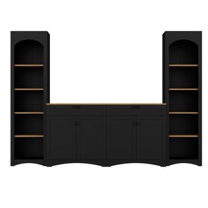 CLIHOME 3-Piece Farmhouse Entertainment Center with Storage Cabinet for TVs Up to 70", Mid-Century TV Stand with Bookshelf - 1 of 4