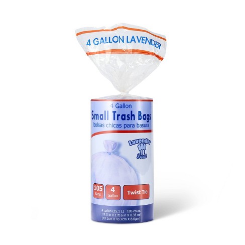 Twist Tie Lavender Scented Small Trash Bags - 4 Gallon - 105ct : Target