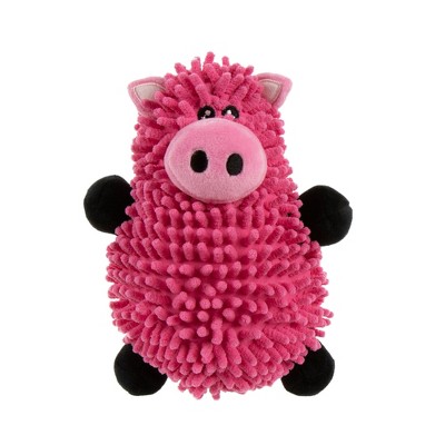 goDog Mopz Pig Squeaky Plush Dog Toy Chew Guard Technology, Pink, Large