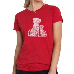 LA Pop Art Women's Premium Blend Word Art T-shirt - Dogs and Cats - 1 of 4