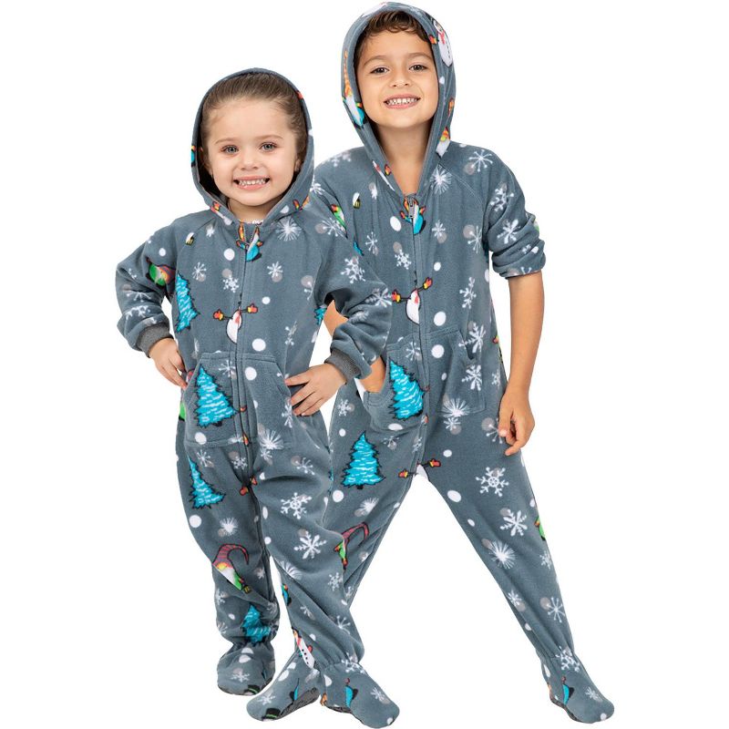 Footed Pajamas - Family Matching - Merry Gnomes Hoodie Fleece Onesie For Boys, Girls, Men and Women | Unisex, 1 of 6