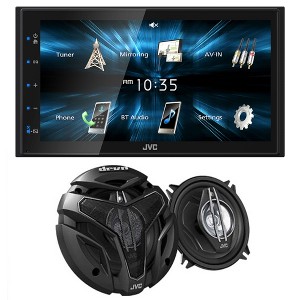 JVC KW-M150BT Digital Media Receiver featuring 6.8" WVGA Capacitive Monitor and JVC 1-Pair CSZX530 5.25" COAX Speakers - 1 of 4
