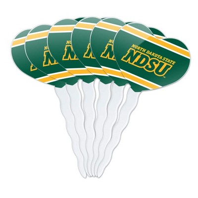 North Dakota State NDSU Stripes Heart Love Cupcake Picks Toppers Decoration Set of 6