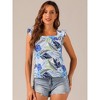 Allegra K Women's Tropical Floral Printed Square Neck Ruffle Sleeve Tank Top - 3 of 4