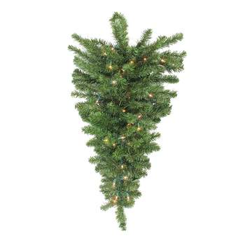 Northlight 30" Prelit Canadian Pine Artificial Christmas Teardrop Door Swag - Clear Lights