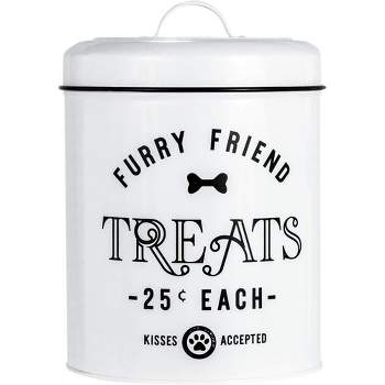 Amici Pet Dog Kiss Food Canister, X-Large with 140oz Capacity, Airtight Seal, Removable Lid, Metal Handle, and White Dog Kiss Design