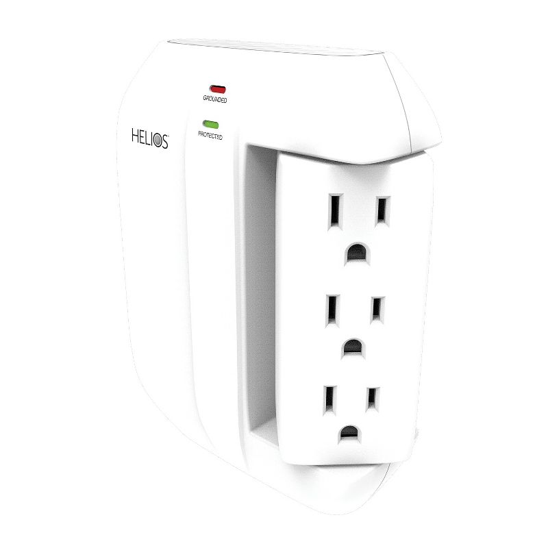 Helios 5-Outlet Wall Tap Surge Protector with 2 USB Charging Ports, 2 of 9