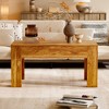 Farmhouse Style Concealed Compartment Coffee Table with Pull Cord Mechanism - 3 of 4