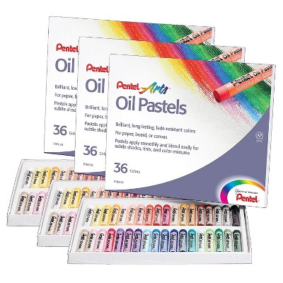 Pentel Oil Pastel Set Assorted Colors 36 Colors Per Set 3 Sets (PENPHN36-3)
