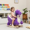 Qaba Baby Rocking Horse, Ride Dinosaur, Kids Ride On Toy with Realistic Sound and Safety Belt, Plush Animal Rocker for Kids, Purple - 3 of 4
