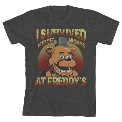 Five Nights at Freddy's Freddy Fazbear I survived Boy's Charcoal Heather T-shirt