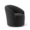 SEYNAR Modern Velvet Upholstered 360 Degree Swivel Barrel Chair with Button Tufted Back Set of 2 - 3 of 4