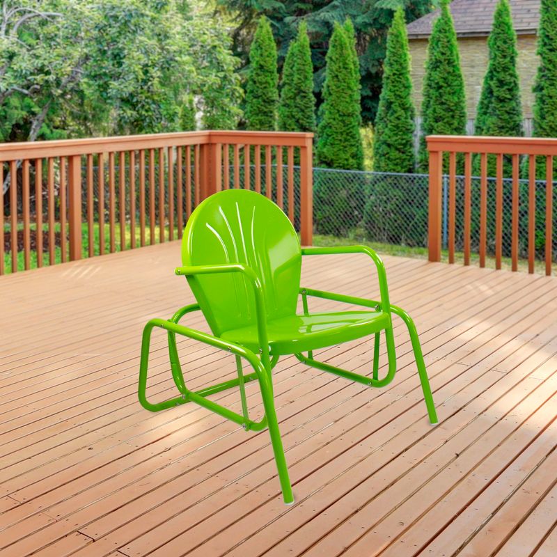 Northlight Outdoor Retro Metal Tulip Glider Patio Chair, Lime Green, 2 of 6