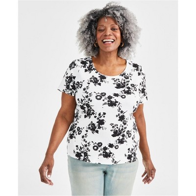 Style & Co. Womens Floral Neo Peasant Blouse