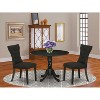3-Piece Wirebrushed Black Solid Wood Top - Round Dining Room Set - Seats 4 - 2 of 4